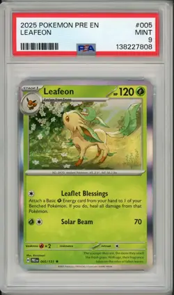 2025 Pokemon Prismatic Evolutions Leafeon Holo #005 PSA 9 - Image 1