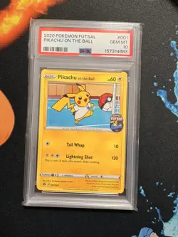 NEW CERT Pikachu On The Ball 001/005 PSA 10 - Pokemon Futsal Promo UK Gem Mint - Image 1