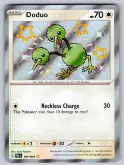 Doduo 199/091 Holo Shiny Rare Paldean Fates Pokemon Near Mint - Image 1