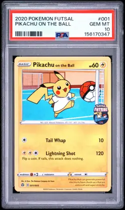2020 POKEMON FUTSAL #001 PIKACHU ON THE BALL PSA 10 - Image 1