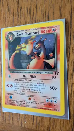SWIRL Pokemon Team Rocket Dark Charizard Holo Card 4/82 WOTC Vintage Foil Rare - Image 2