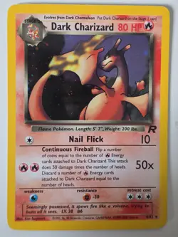 Pokemon TCG Dark Charizard 4/82 Rare Holo Team Rocket WOTC, Vintage - Image 1