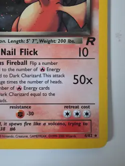 Pokemon TCG Dark Charizard 4/82 Rare Holo Team Rocket WOTC, Vintage - Image 2