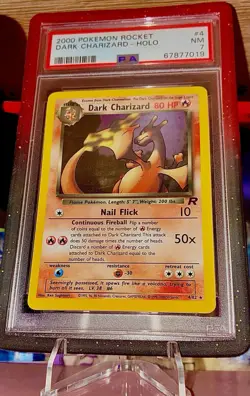Pokemon TCG Dark Charizard 4/82 Rare Holo Team Rocket WOTC, Vintage PSA 7 - Image 1
