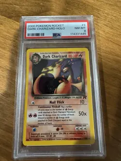 Pokemon TCG Dark Charizard Team Rocket Holo Rare 4/82 PSA 8 2000 English - Image 1