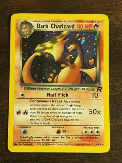 VINTAGE Pokemon Dark Charizard 4/82 Team Rocket Holo Rare - CLEAN TAIL SWIRL - Image 1