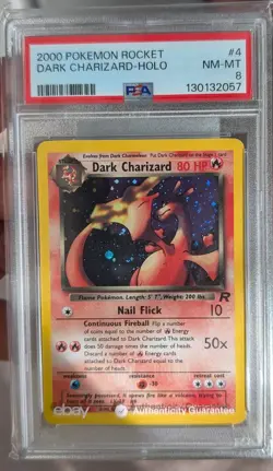Pokemon Team Rocket Dark Charizard Holo Rare Unlimited 4/82 2000 PSA 8 - Image 1