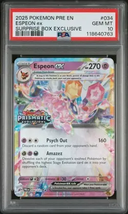 2025 Pokemon Espeon ex STAMPED 034/131 Double Rare Promo PSA 10 Surprise Box - Image 1