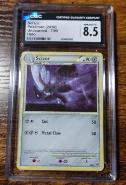 Scizor 7/90 Holo CGC 8.5 Undaunted Holobleed SWIRL Pokemon Card Graded - Image 1