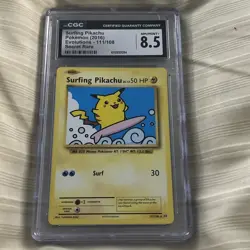 2016 😺 Pokemon Evolutions Surfing Pikachu Secret Rare #111 CGC 8.5 - Image 2