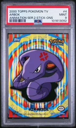 PSA 9 Arbok #4 - Topps Pokemon TV 2000 - Animation Series 2 Stick-Ons MINT - Image 1