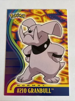 Mint/Nm Rare Glossy 1st Topps Pokemon Johto Series 1 Non Holo Granbull #210 - Image 1