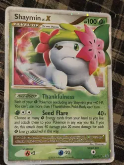 Nintendo Shaymin LV.X 126/127 Ultra Rare Holo Platinum English 2009 HP 100 - Image 2
