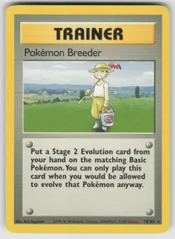 Pokemon Breeder 76/102 Rare Base Set Unlimited Pokemon NM - Image 1