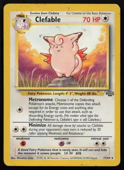 Pokemon Vintage Clefable (17) 17/64 Jungle Non-Holo - HP / DMG - Image 1