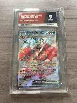 ACE 9 Pokemon Card TCG Charizard EX SVP Black Star Promo 074 Paldean Fates - Image 1