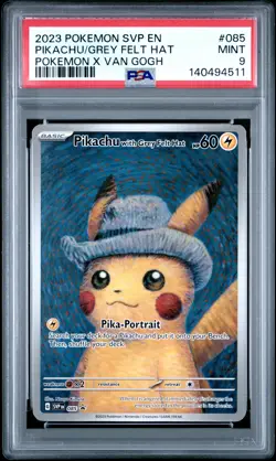 2023 POKEMON SVP EN-SV BLACK STAR PROMO #085 PIKACHU WITH GREY FELT HAT PSA 9 - Image 1