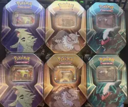 Pokemon TCG Triple Whammy Tins Tyranitar Darkrai Slaking 6 Tins Unopened Sealed - Image 1