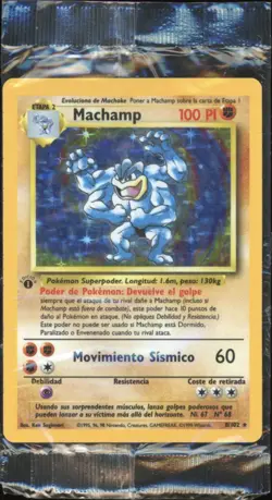 1999 Pokemon SPANISH 1st Edition Base Set Machamp Holo 8/102 SEALED DAMAGED READ - Image 1
