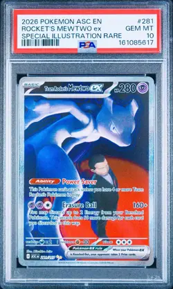 2026 Team Rocket's Mewtwo ex 281/217 Ascended Heroes SIR Pokemon PSA 10 - Image 1