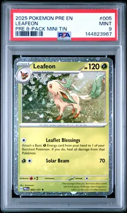2025 POKEMON PRE EN-PRISMATIC EVOLUTIONS #005 LEAFEON PSA 9 - Image 1