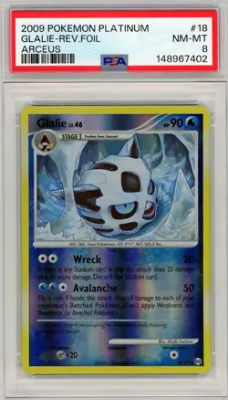 2009 Pokemon Platinum Arceus Glalie Reverse Holo #18 PSA 8 NM - Image 1