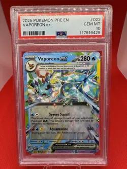 Pokemon TCG 2025 Prismatic Evolutions VAPOREON EX 023/131 Rare PSA 10 GEM MINT - Image 1