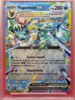 Pokemon TCG 2025 Prismatic Evolutions VAPOREON EX 023/131 Rare PSA 10 GEM MINT - Image 2