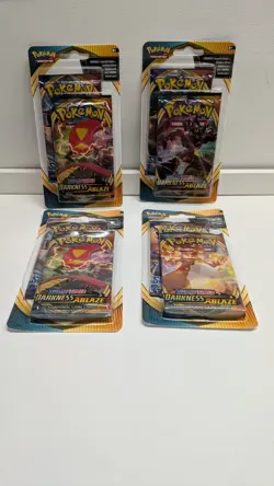 Pokemon Sealed Lot Of 4 Sword&Shield Darkness Ablaze Double Packs - Image 1