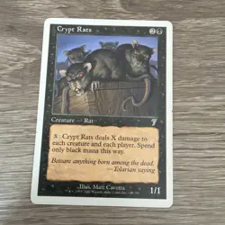 Magic the Gathering MTG Crypt Rats Black Core Set 7th Edition Uncommon - Image 1