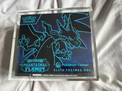 Phantasmal Flames Pokemon Center ETB Pokemon TCG Sealed New in Acrylic Case - Image 1