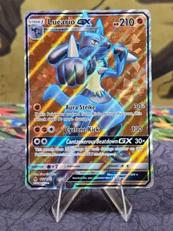 Pokemon TCG Lucario 122/131 GX SM Forbidden Light Ultra Rare Holo MP - Image 1