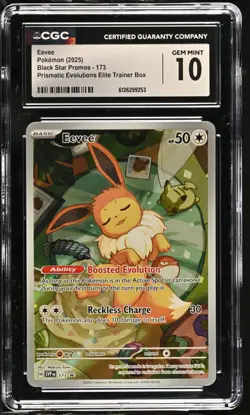 Pokemon Eevee 173 Black Star Promo 2025 Prismatic Evolutions ETB CGC 10 Gem Mint - Image 1