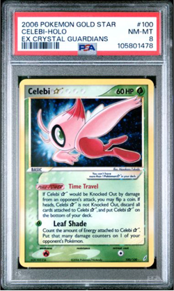 2006 POKEMON EX CRYSTAL GUARDIANS GOLD STAR #100 CELEBI HOLO PSA NM-MT 8 - Image 1