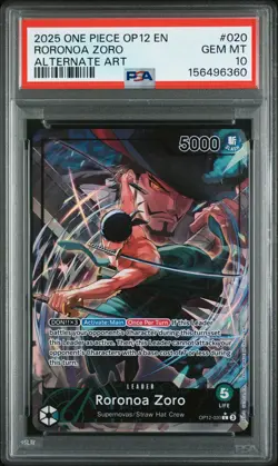 2025 ONE PIECE OP12-LEGACY OF THE MASTER ALTERNATE ART #020 RORONOA ZORO PSA 10 - Image 1