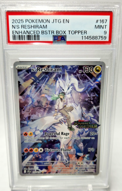 2025 Pokemon Jtg En N’s Reshiram Enhance Box Topper #167 Mint PSA 9 - Image 1