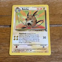 Raichu Pokemon Card Non-Holo 29/62 Fossil Set Rare 1999 Original LP - Image 1