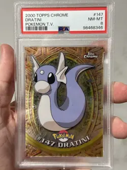 Topps Chrome 2000 Pokemon Series 2 Foil #147 Dratini PSA 8 - Image 1