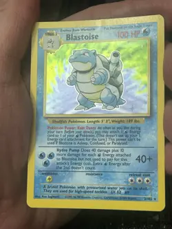 Pokemon TCG Base Set Blastoise Holo Card 2/102 Damaged - Image 1