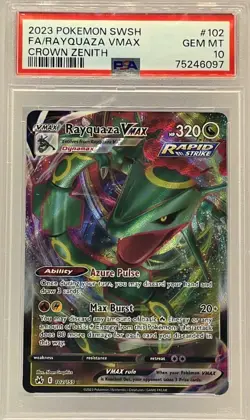 Pokemon PSA 10 TCG Rayquaza VMAX Crown Zenith Card #102/159 - Image 1