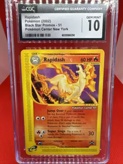 2002 Pokemon Center New York Rapidash CGC GEM MINT 10 #51 Black Star Promo TCG - Image 1