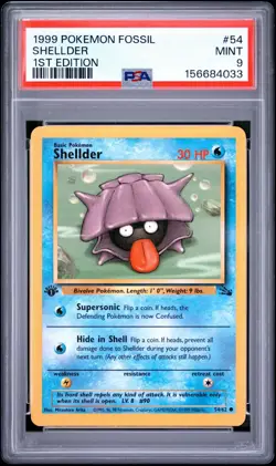 Pokemon 1999 Shellder 54/62 1st Edition Fossil PSA 9 - Image 1