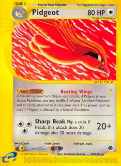 1x Pidgeot - 59/165 - Rare Moderately Played Pokemon G2 - Expedition - Image 1
