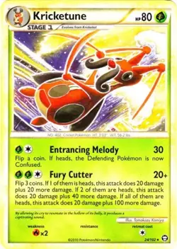 1x Kricketune - 24/102 - Rare Lightly Played Pokemon HGSS - Triumphant - Image 1