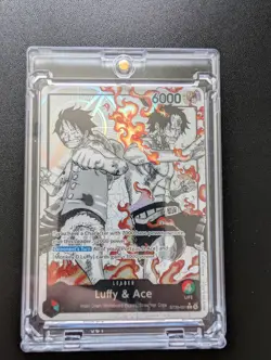 Luffy & Ace ST30-001 Alternate Art Leader One Piece TCG (with magnetic case) - Image 1