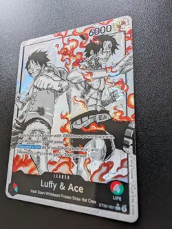 Luffy & Ace ST30-001 Alternate Art Leader One Piece TCG (with magnetic case) - Image 4