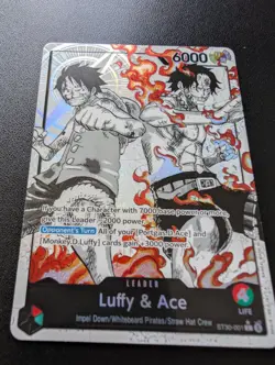 Luffy & Ace ST30-001 Alternate Art Leader One Piece TCG (with magnetic case) - Image 5