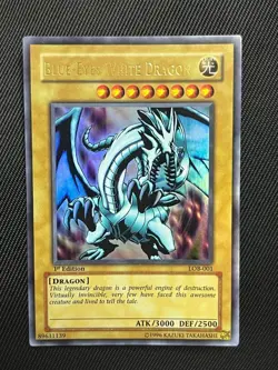 2002 Blue-Eyes White Dragon LOB-001 1st ED Ultra Rare YuGiOh Asian English Holo - Image 1