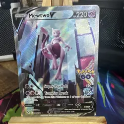 Pokemon TCG Mewtwo v Full Art Holo Ultra Rare Card Pokemon Go 072/078 - Image 1