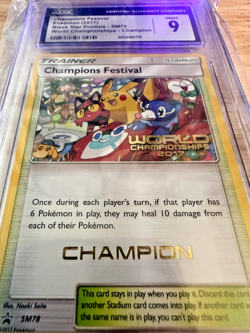 Pokemon Worlds 2017 Champion Festival CGC 9 | Pop6 | English Promo Champion Card - Image 4
